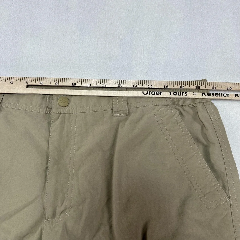 L.L. Bean Cargo Shorts Mens XL Beige‎ Nylon Elastic Waist Quick Dry Outdoor Prep